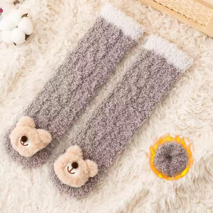 Coral Velvet Baby Long Socks Newborn Thermal Footwear Thick Plush Infant Knee High Sock Boy Girl Winter Leg Warmer Kids Stocking