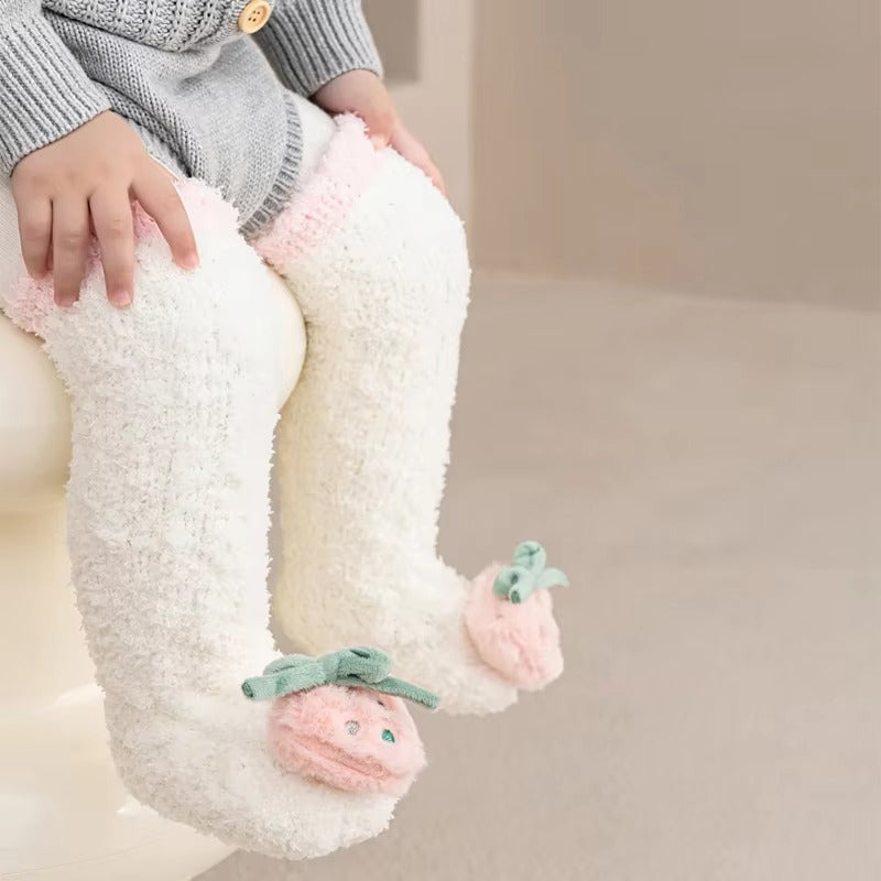 Coral Velvet Baby Long Socks Newborn Thermal Footwear Thick Plush Infant Knee High Sock Boy Girl Winter Leg Warmer Kids Stocking