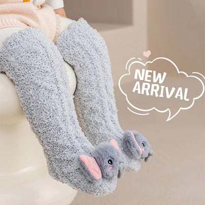 Coral Velvet Baby Long Socks Newborn Thermal Footwear Thick Plush Infant Knee High Sock Boy Girl Winter Leg Warmer Kids Stocking