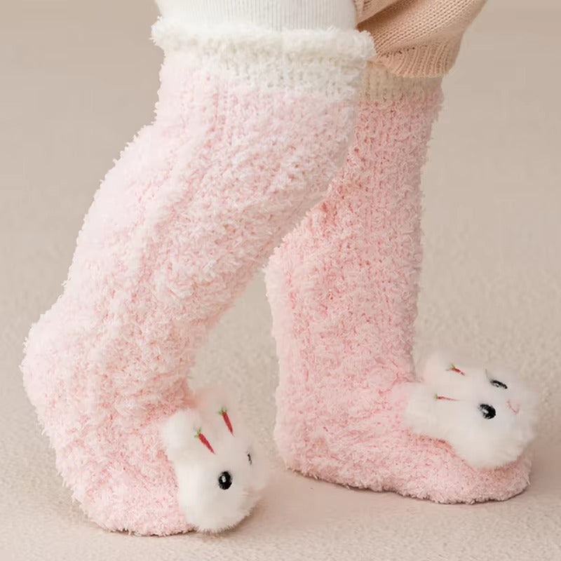 Coral Velvet Baby Long Socks Newborn Thermal Footwear Thick Plush Infant Knee High Sock Boy Girl Winter Leg Warmer Kids Stocking