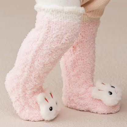 Coral Velvet Baby Long Socks Newborn Thermal Footwear Thick Plush Infant Knee High Sock Boy Girl Winter Leg Warmer Kids Stocking