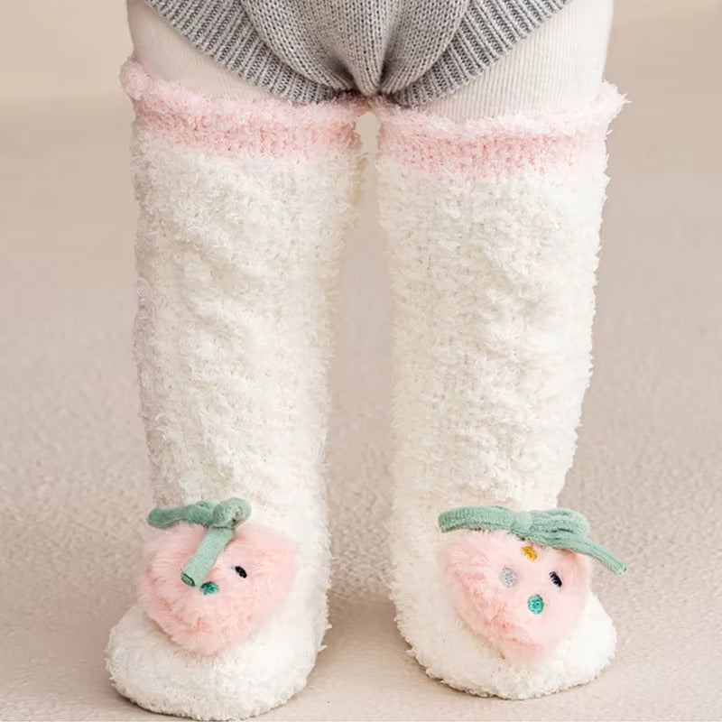 Coral Velvet Baby Long Socks Newborn Thermal Footwear Thick Plush Infant Knee High Sock Boy Girl Winter Leg Warmer Kids Stocking