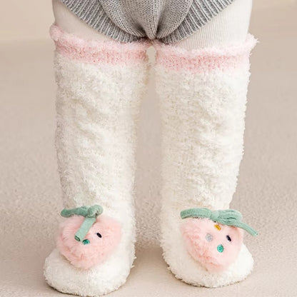 Coral Velvet Baby Long Socks Newborn Thermal Footwear Thick Plush Infant Knee High Sock Boy Girl Winter Leg Warmer Kids Stocking