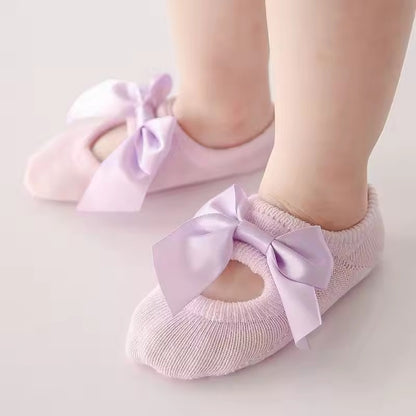 3 Pairs Baby Girl Ankle Socks Lace Bow Infant Anti Slip Socks Newborn Princess Pearl Low Cut Socks Children Home Floor Shoes