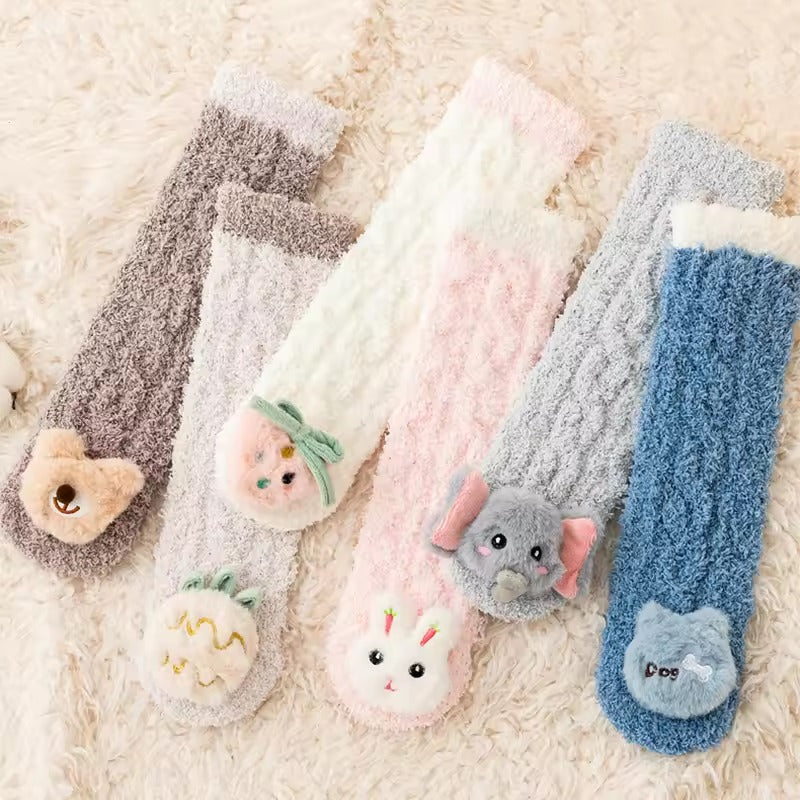 Coral Velvet Baby Long Socks Newborn Thermal Footwear Thick Plush Infant Knee High Sock Boy Girl Winter Leg Warmer Kids Stocking