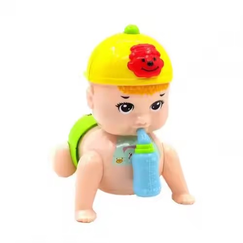 Crawling Toy with Feeding Bottle Intelligence Development Non-toxic Crawl Baby Doll Toy for Toddlers Early Education Cognition