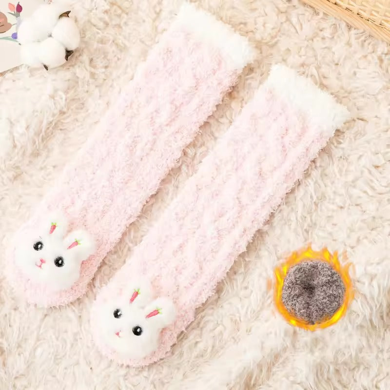 Coral Velvet Baby Long Socks Newborn Thermal Footwear Thick Plush Infant Knee High Sock Boy Girl Winter Leg Warmer Kids Stocking