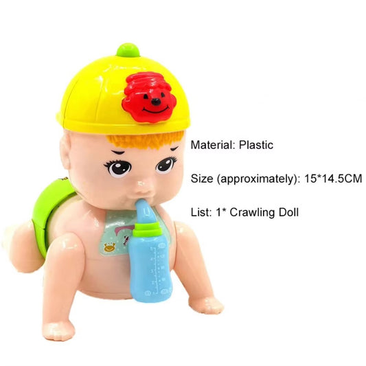 Crawling Toy with Feeding Bottle Intelligence Development Non-toxic Crawl Baby Doll Toy for Toddlers Early Education Cognition