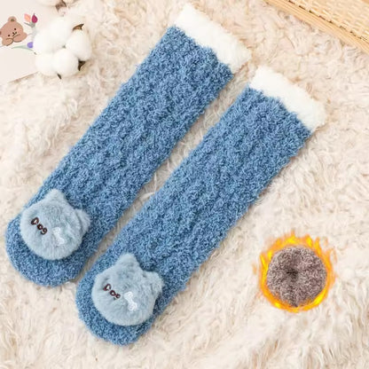 Coral Velvet Baby Long Socks Newborn Thermal Footwear Thick Plush Infant Knee High Sock Boy Girl Winter Leg Warmer Kids Stocking