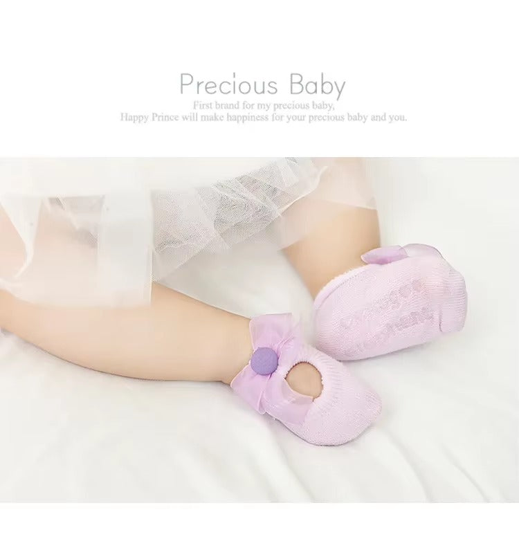 3 Pairs Baby Girl Ankle Socks Lace Bow Infant Anti Slip Socks Newborn Princess Pearl Low Cut Socks Children Home Floor Shoes